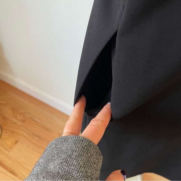 Vince Crepe Satin Trim Black Sleeveless High Low Shift Dress V3108-50564 EUC XS - Picture 7 of 11